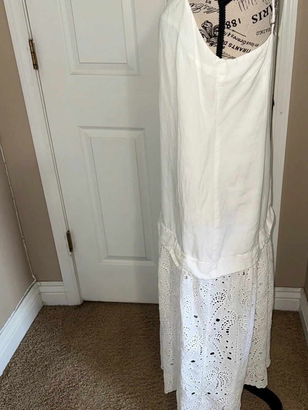 Agua Anglaise White Eyelet Lace Maxi Dress Women’s Size Large Boho Cottagecore - Picture 7 of 11